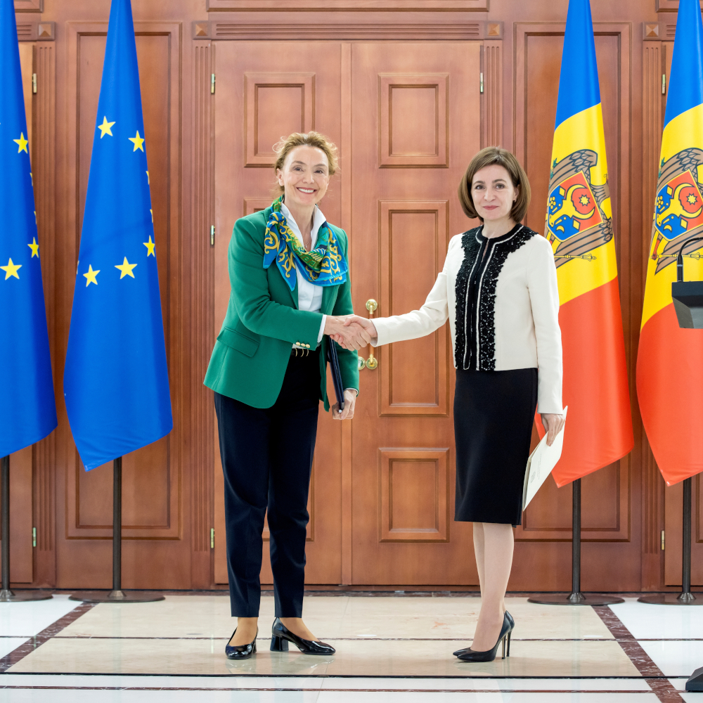 Secretary General of the Council of Europe Marija Pejcinovic Buric with President of Moldova Maia Sandu